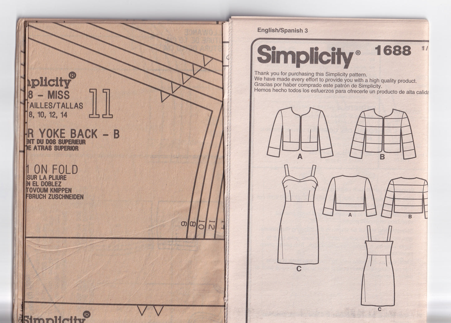 Simplicity 1688 CYNTHIA ROWLEY Womens Slim Sundress & Jacket Out Of Print Sewing Pattern Size 6 - 14 UNCUT Factory Folded