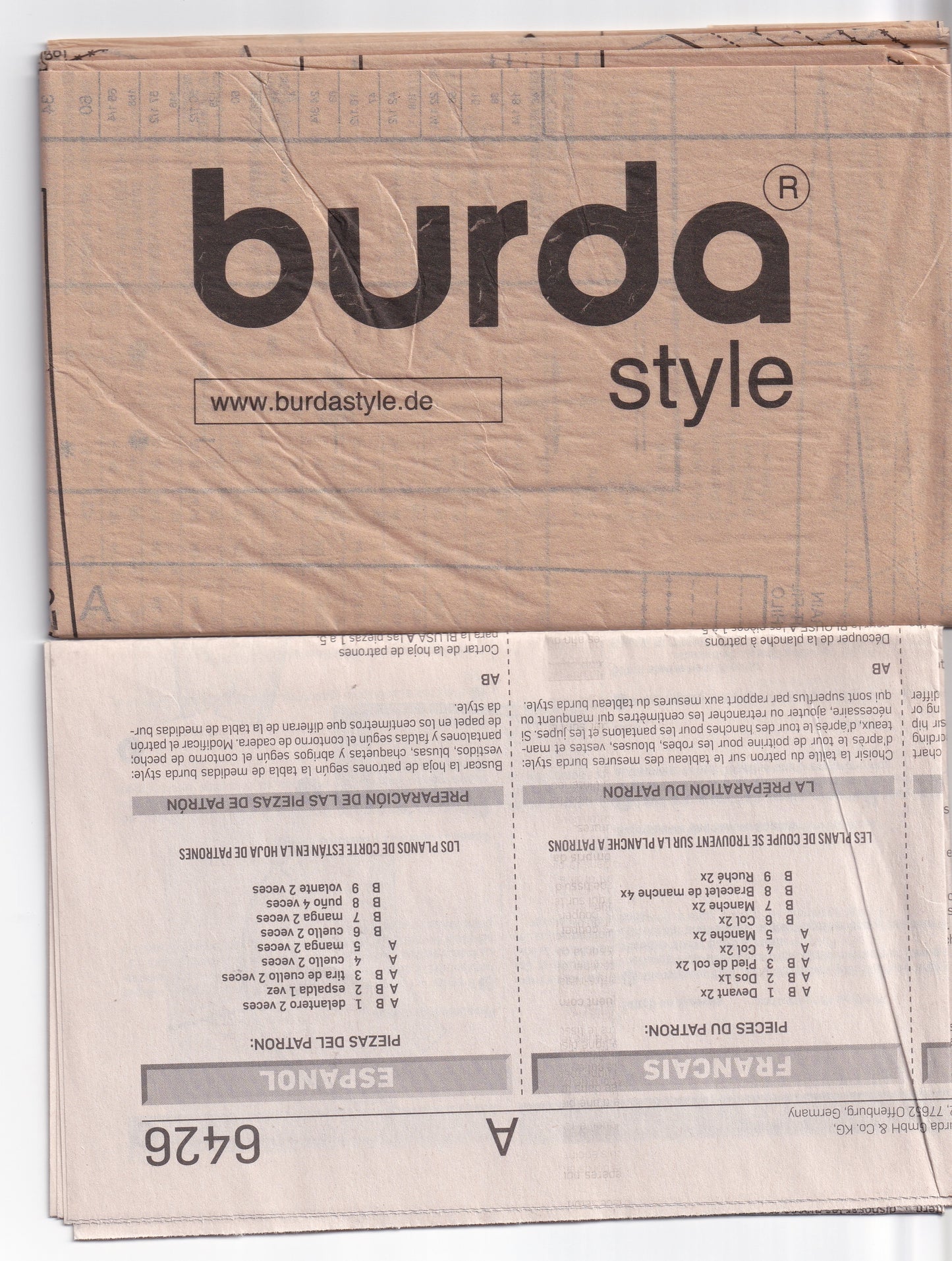 Burda Style 6426 Womens Short or Puff Sleeved Button Up Shirts Out Of Print Paper Sewing Pattern Sizes 10 - 20 UNCUT Factory Folded