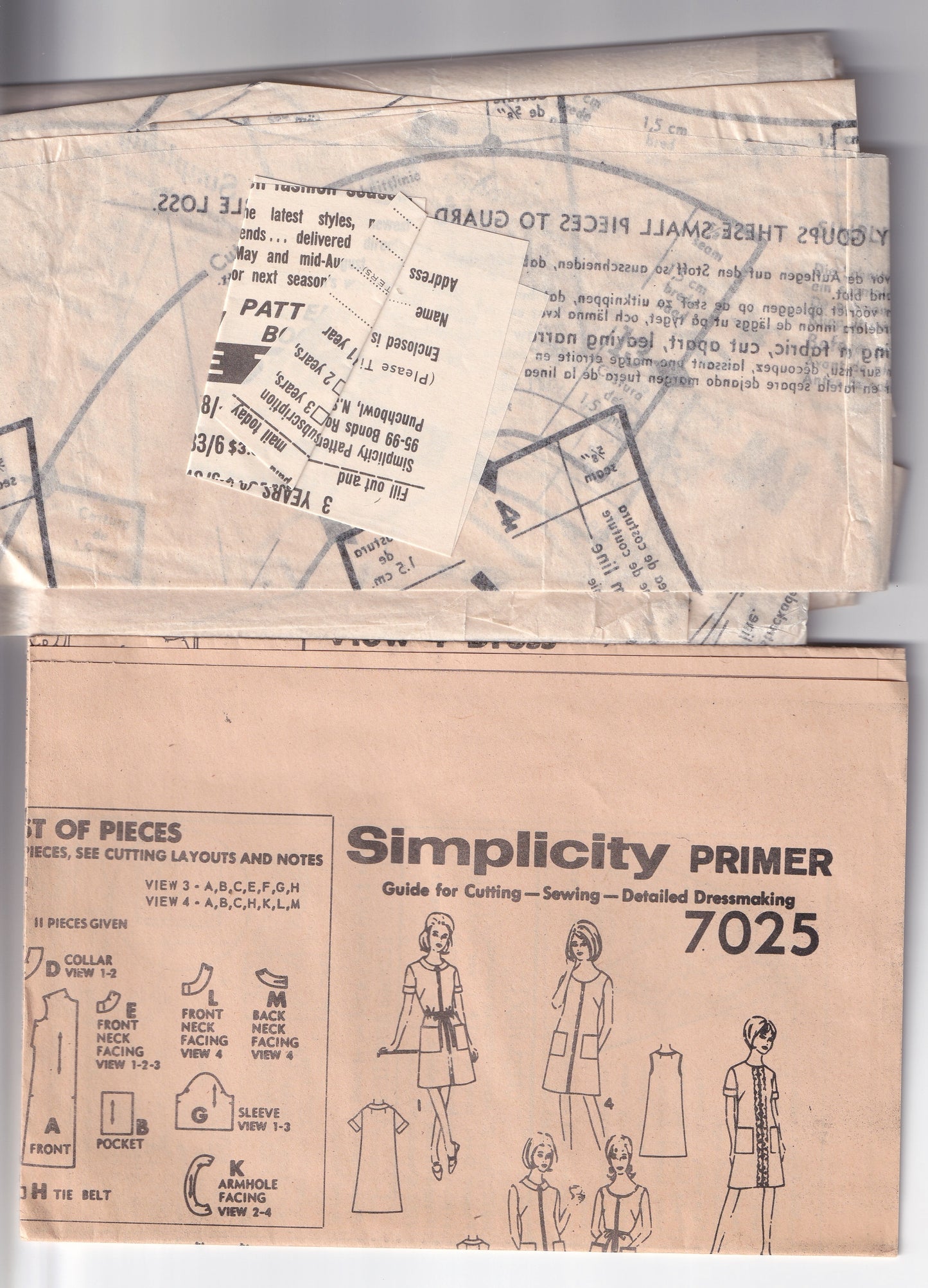 Simplicity 7025 Womens EASY Summer Shift Dress with Pockets 1960s Vintage Paper Sewing Pattern Size 12 Bust 32 inches