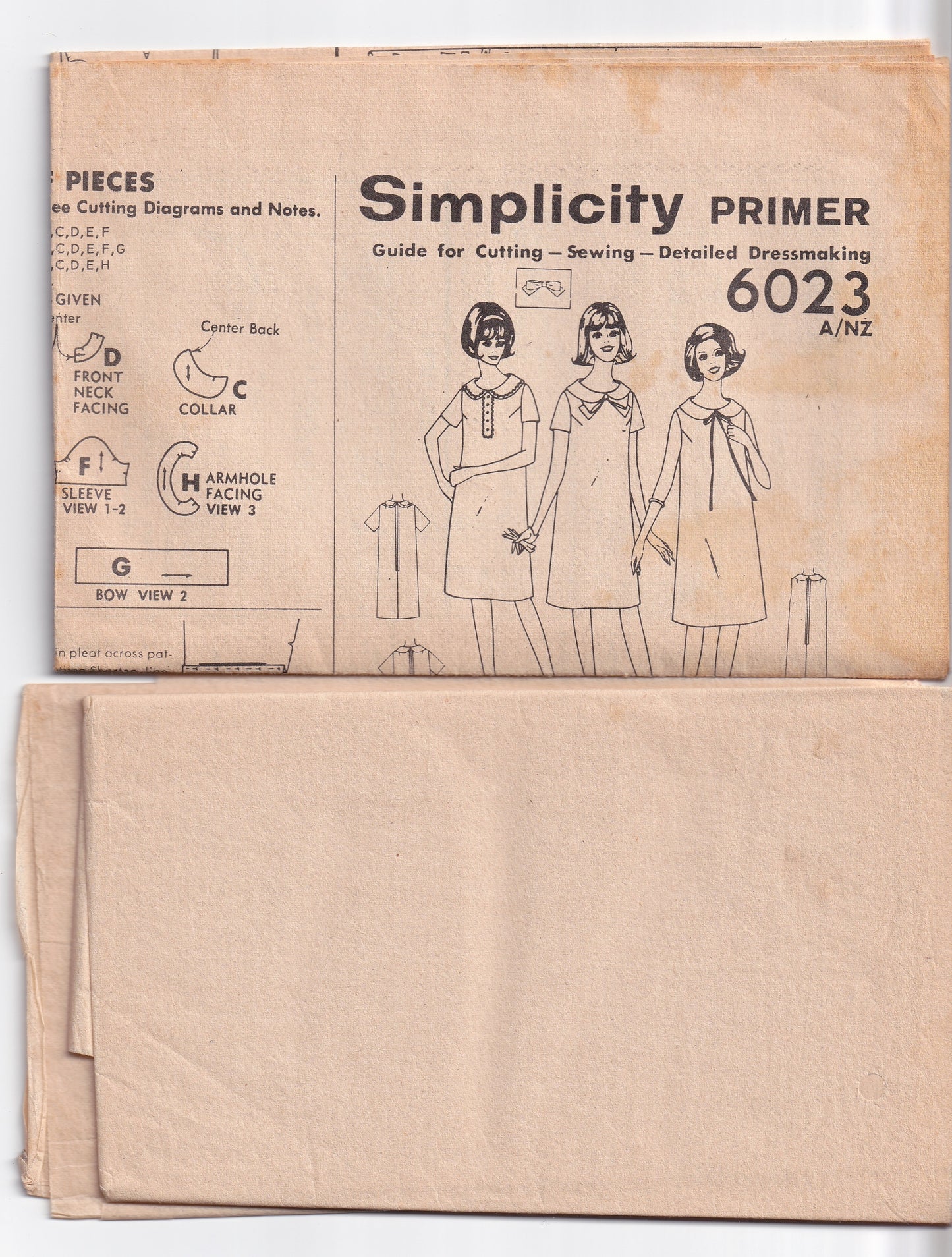 Simplicity 6023 Womens EASY Maternity Shift Dress with Peter Pan Collar 1960s Vintage Paper Sewing Pattern Bust 32 or 34 Inches