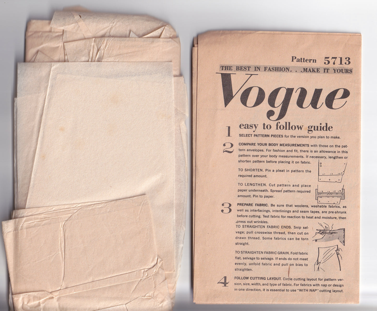 Vogue Young Fashionables 5713 Womens Slim Jumper Dress & Blouse 1960s Vintage Paper Sewing Pattern Size 12 Bust 32 inches