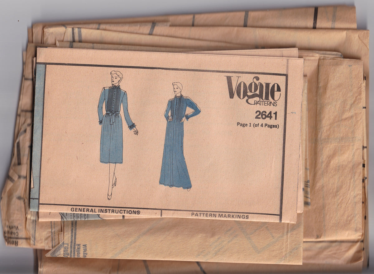 Vogue American Designer 2641 ALBERT NIPON Womens Pin Tucked Dress with Bias Underslip 1980s Vintage Paper Sewing Pattern Size 12 Bust 34 Inches
