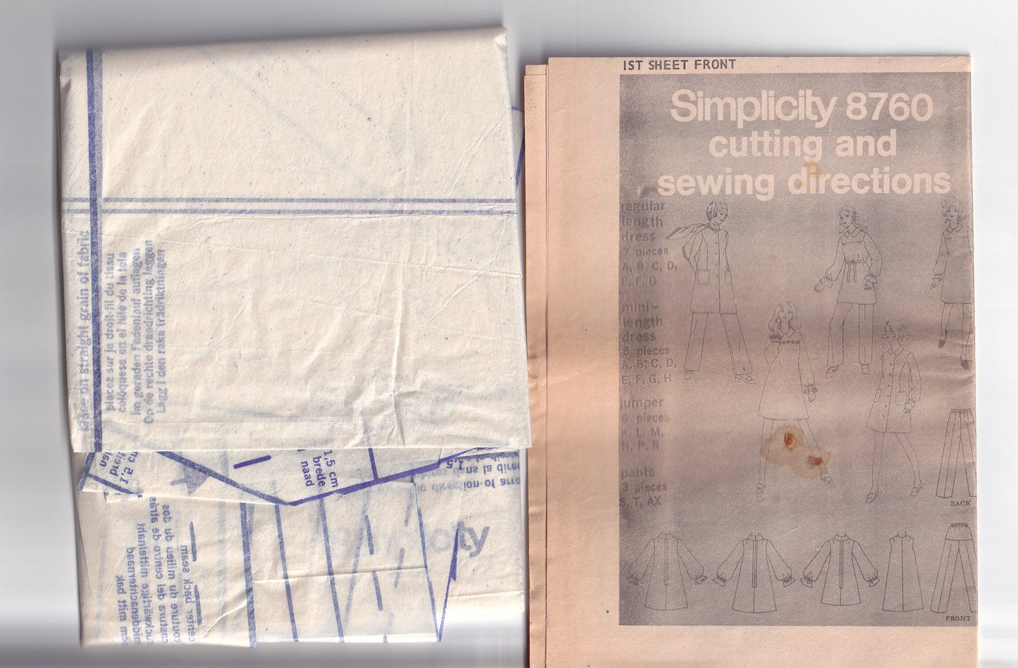 Simplicity 8760 Maternity Wardrobe Smock Dress Jumper & Pants 1970s Vintage Paper Sewing Pattern Size 12 Bust 34 Inches