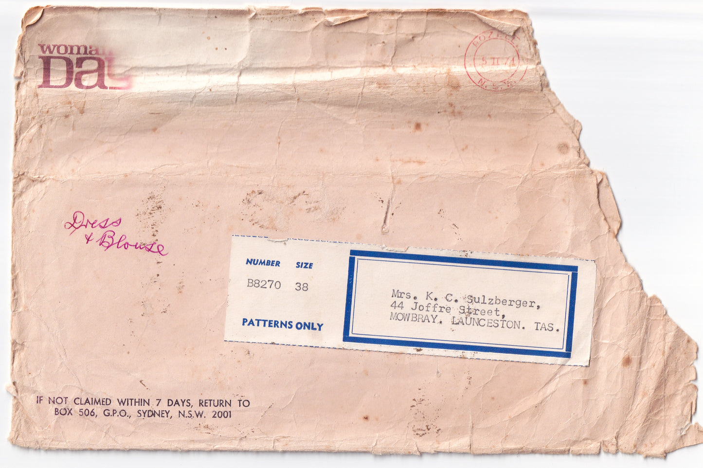 Woman's Day 8270 Womens Jumper Dress & Blouse 1970s Vintage Paper Sewing Pattern Bust 38 inches UNUSED Factory Folded