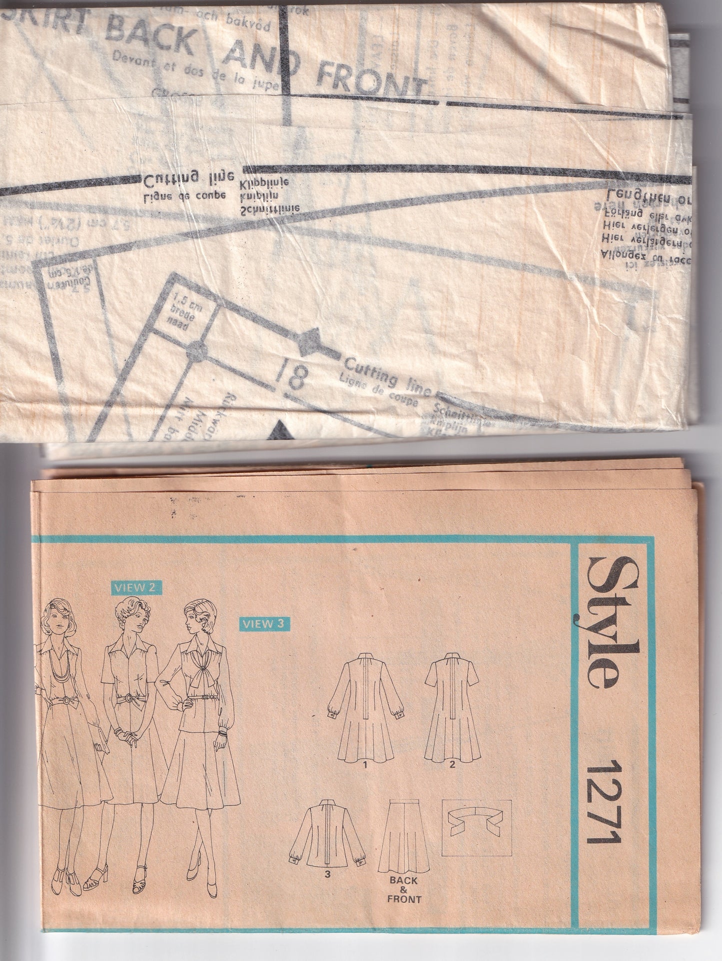 Style 1271 Womens Wide Collar Dress Tunic & Skirt 1970s Vintage Paper Sewing Pattern Size 16 Bust 38 Inches