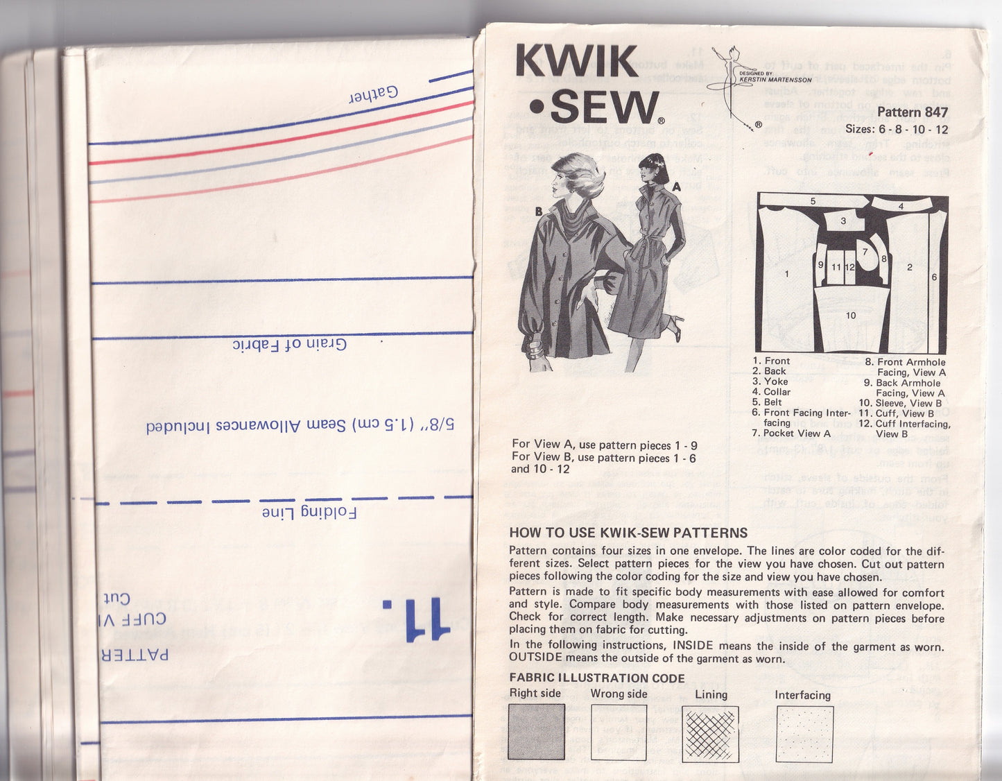 Kwik Sew 847 Womens Smock Shirt or Dress 1970s Vintage Sewing Pattern Bust 32.5 - 37 inches UNCUT Factory Folded