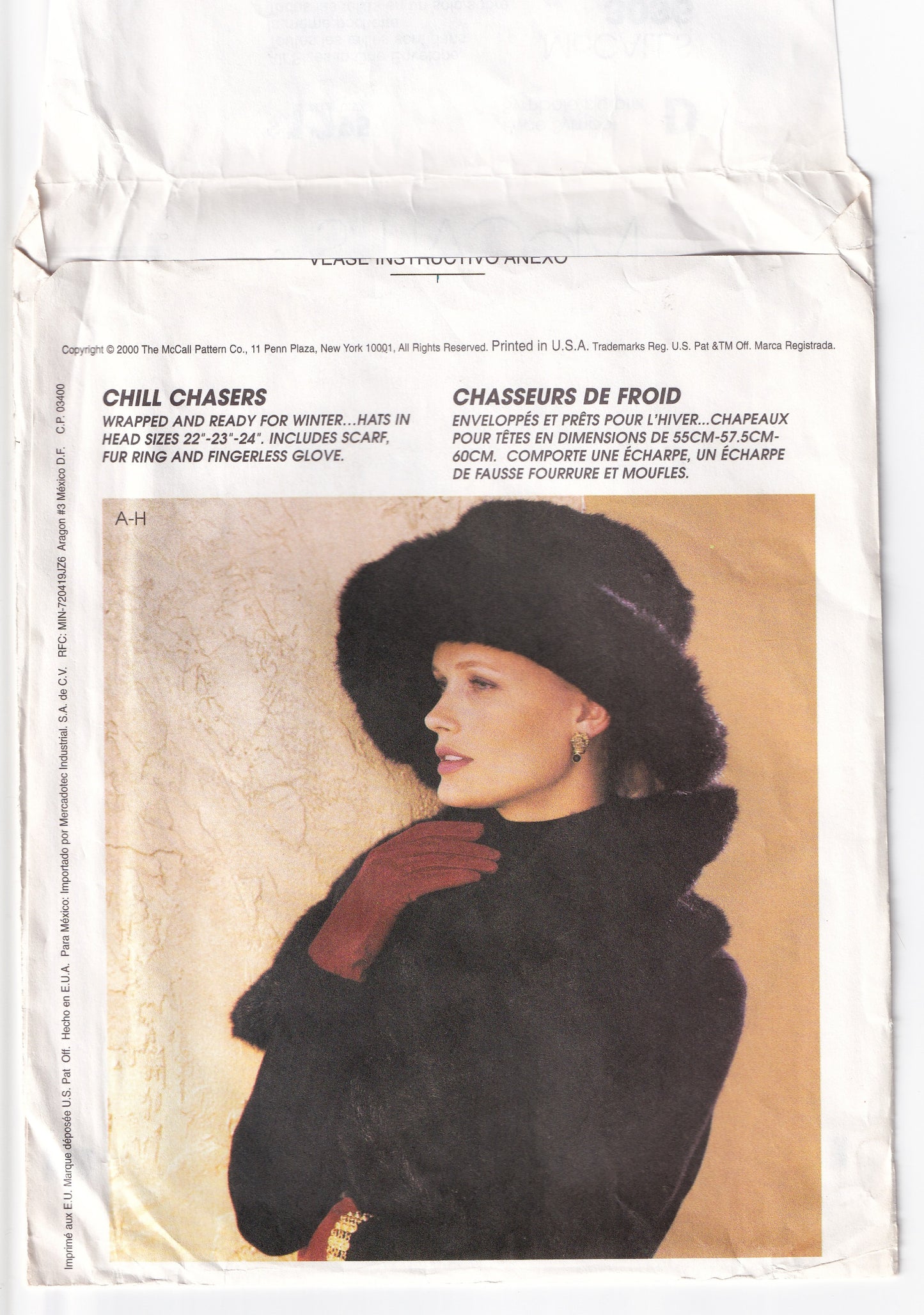 McCall's 3036 Womens Winter Fur Hats & Accessories Out Of Print Sewing Pattern UNCUT Factory Folded