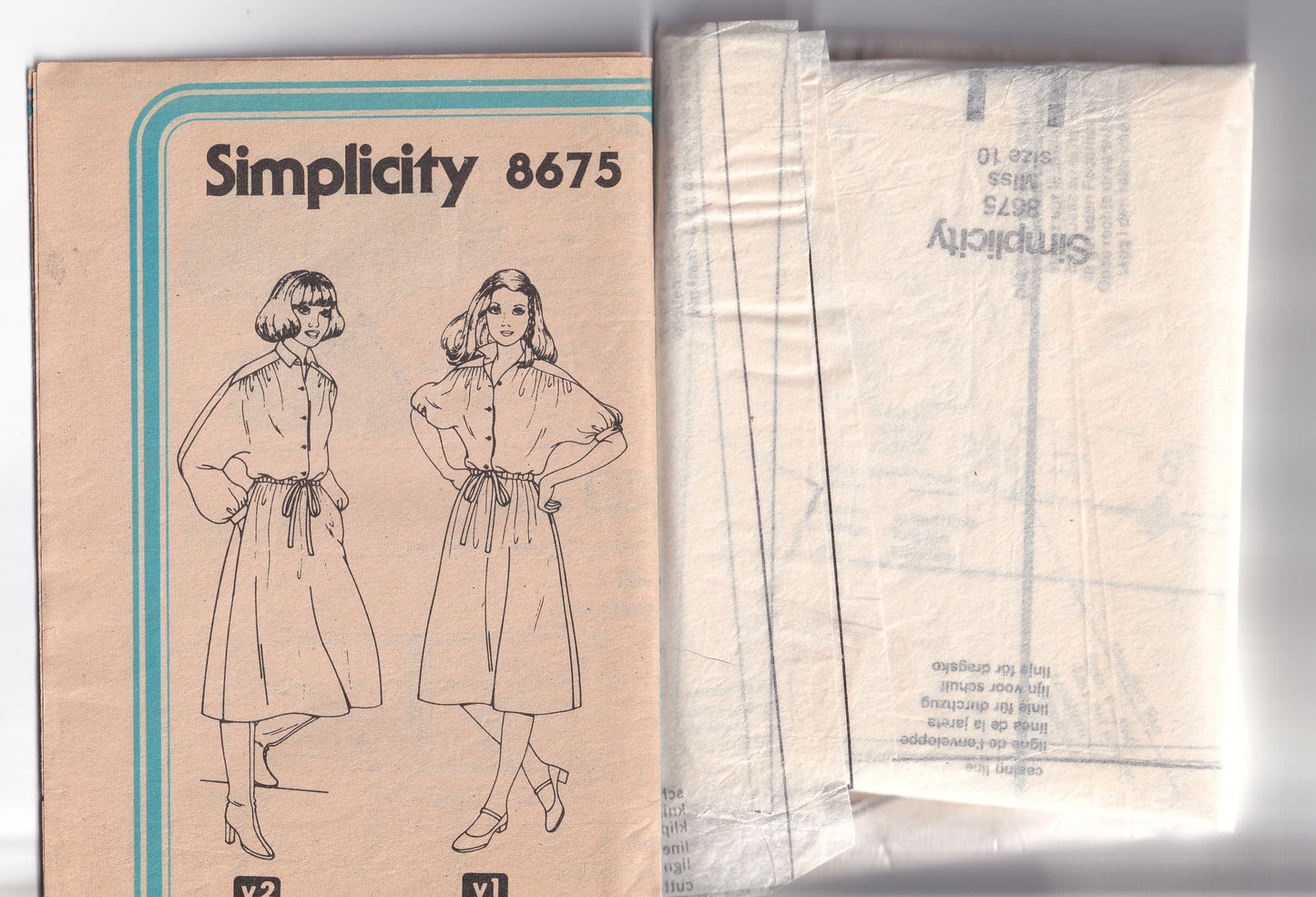 Simplicity 8675 Womens Pullover Kimono Sleeved Shirtdress 1970s Vintage Paper Sewing Pattern Size 10 Bust 32.5 inches