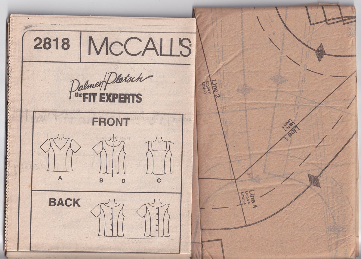 McCall's 2818 PALMER PLETSCH Womens Princess Seamed Summer Tops Out Of Print Paper Sewing Pattern Sizes 12 - 16 UNCUT Factory Folded