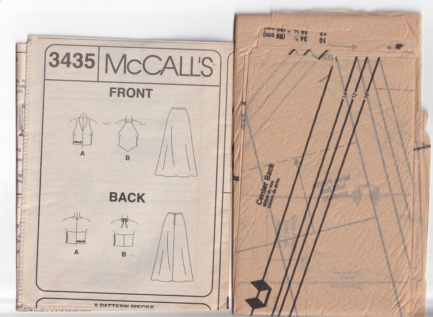 McCall's 3435 EVENING ELEGANCE Womens Lined Halter Tops & Floor Length Skirts Out Of Print Sewing Pattern Size 10 - 14 UNCUT Factory Folded