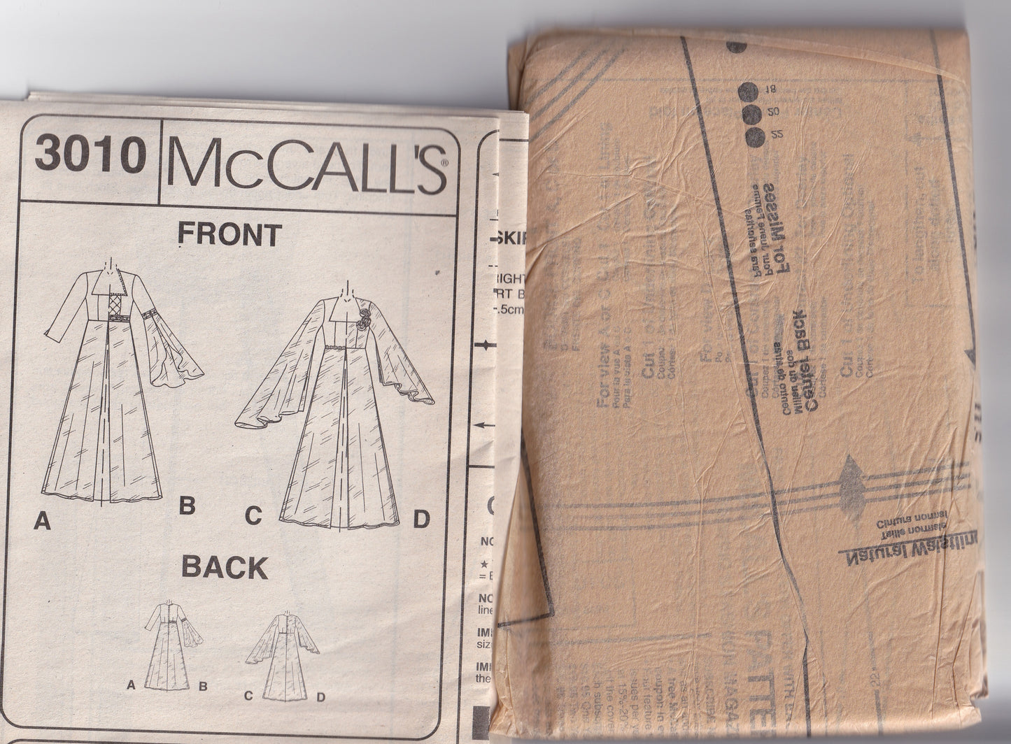 McCall's 3010 EVENING ELEGANCE Womens Empire Waisted Formal or Wedding Gown with Sheer Overlay Out Of Print Sewing Pattern Size 18 - 22 UNCUT Factory Folded