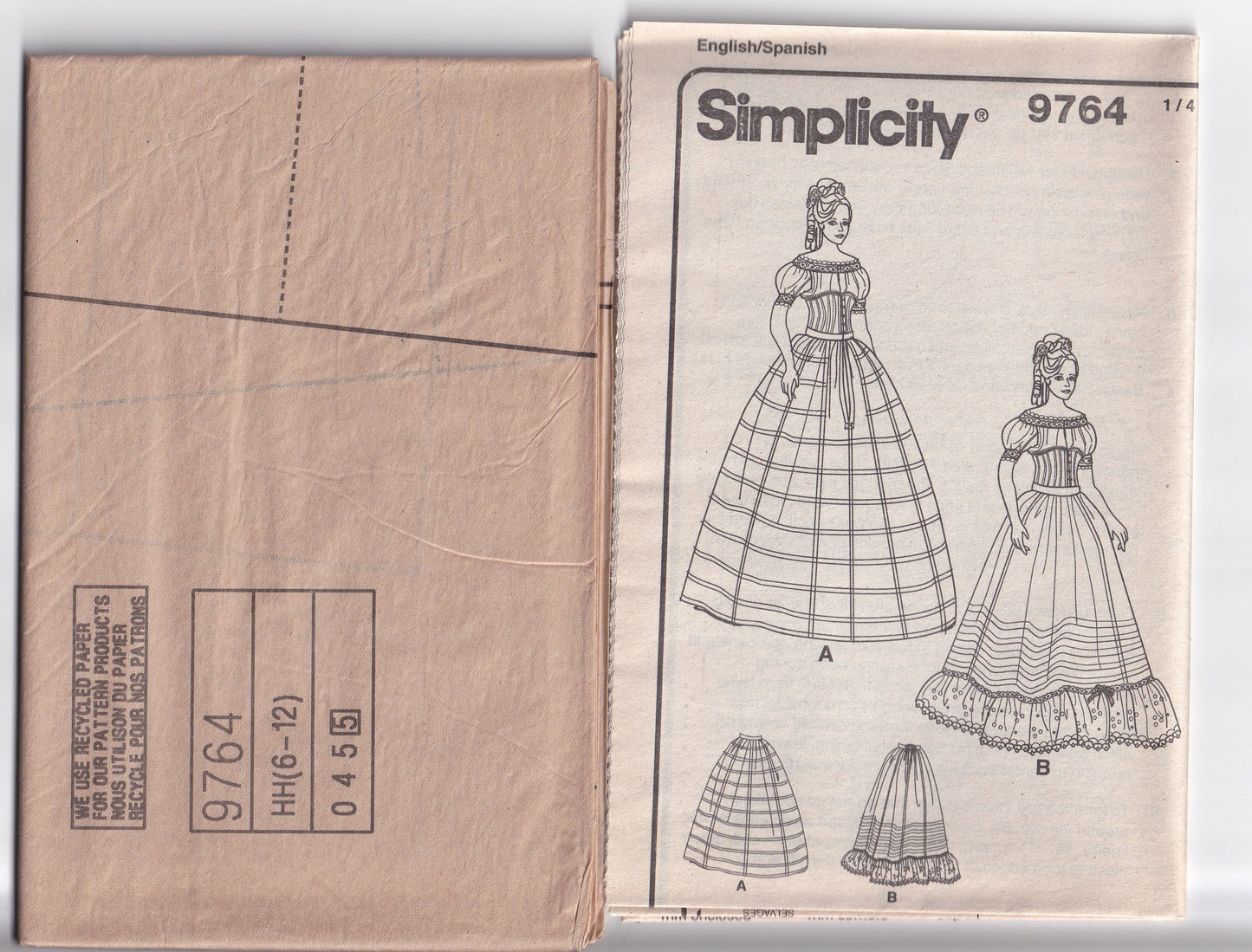 Simplicity 9764 Womens Civil War Era Crinoline & Petticoat Out Of Print Sewing Pattern Size 6 - 12 UNCUT Factory Folded