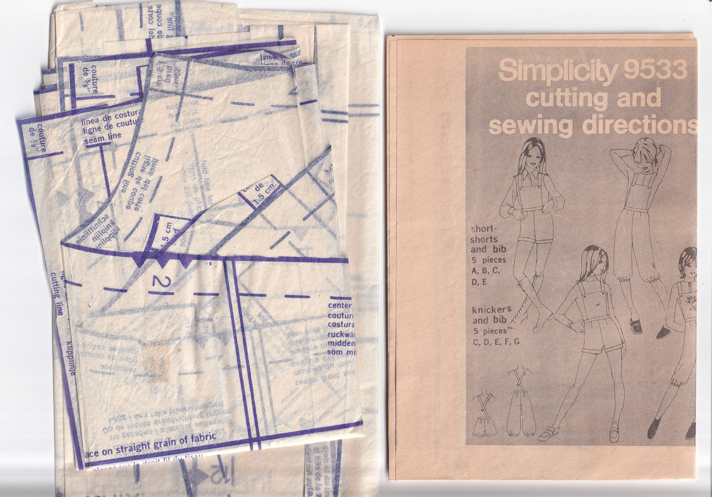 Simplicity 9533 Girls Hot Pants & Knickerbockers Overalls 1970s Vintage Sewing Pattern Size 8