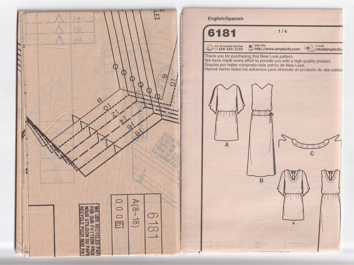 New Look 6181 Project Runway WORKROOM Womens EASY Pullover Dress Out Of Print Sewing Pattern Size 8 - 18 UNCUT Factory Folded