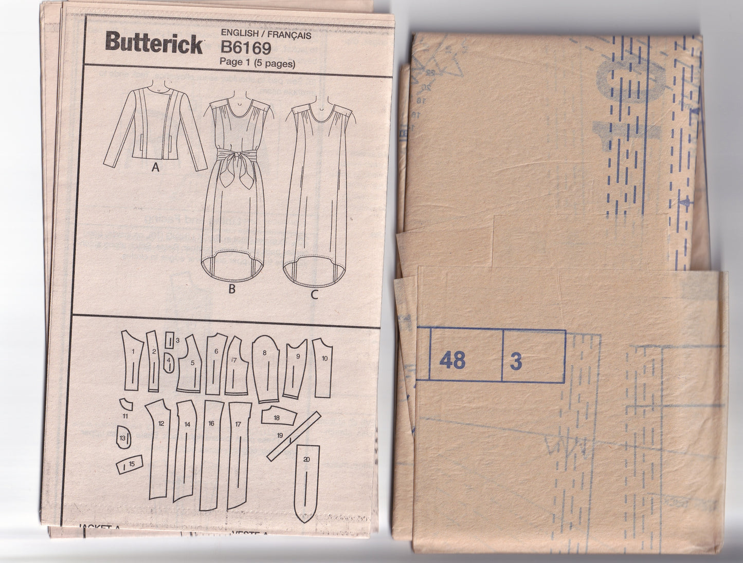 Butterick 6169 LISETTE Womens Pullover Dress & Lined Jacket Out Of Print Paper Sewing Pattern Sizes 14 - 22 UNCUT Factory Folded