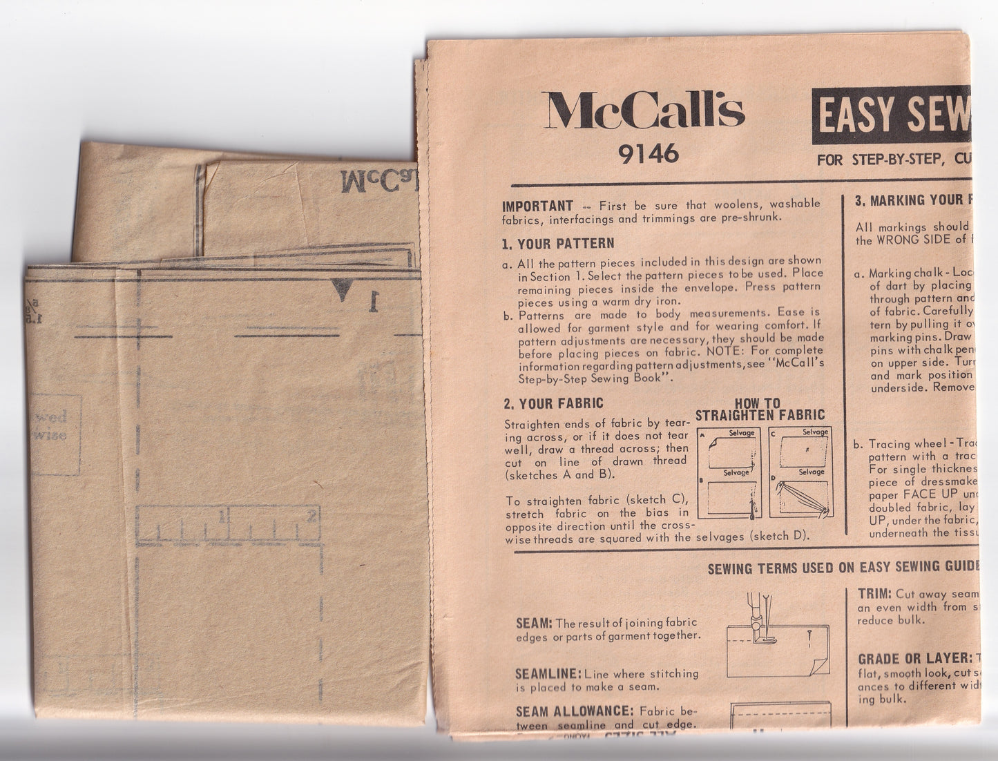 McCall's 9146 Womens Body Shirt & Skirt 1960s Vintage Sewing Pattern Size 16 Bust 38 inches (Waistband Missing)