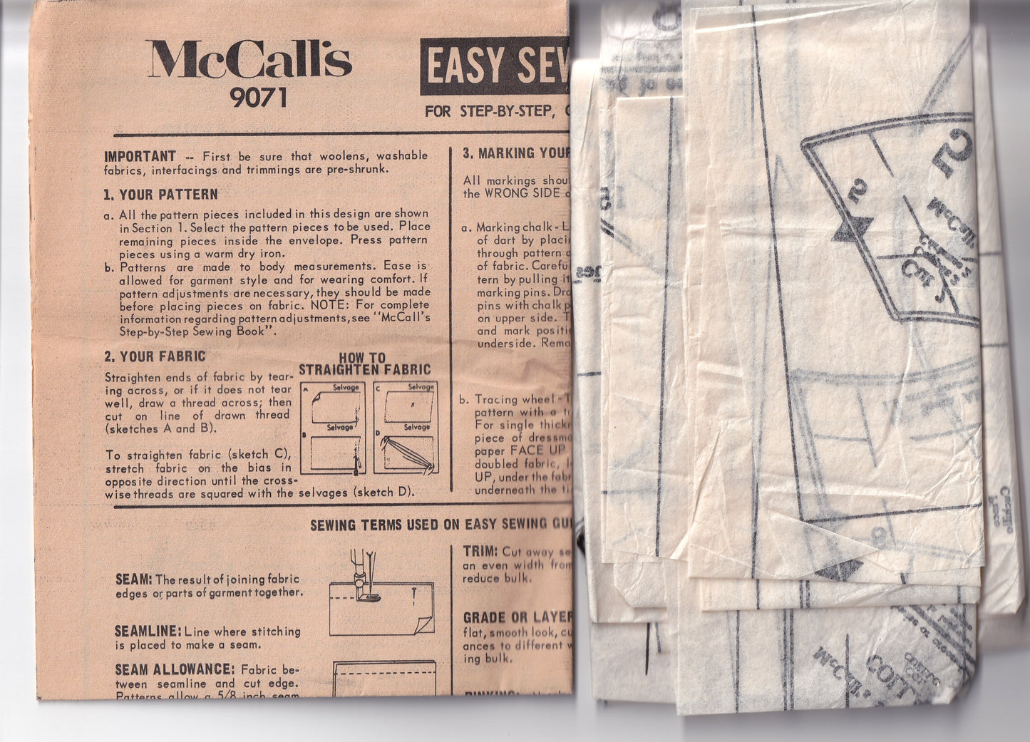 McCall's 9071 Womens Yoked A Line Dress 1960s Vintage Sewing Pattern Size 16 Bust 38 inches