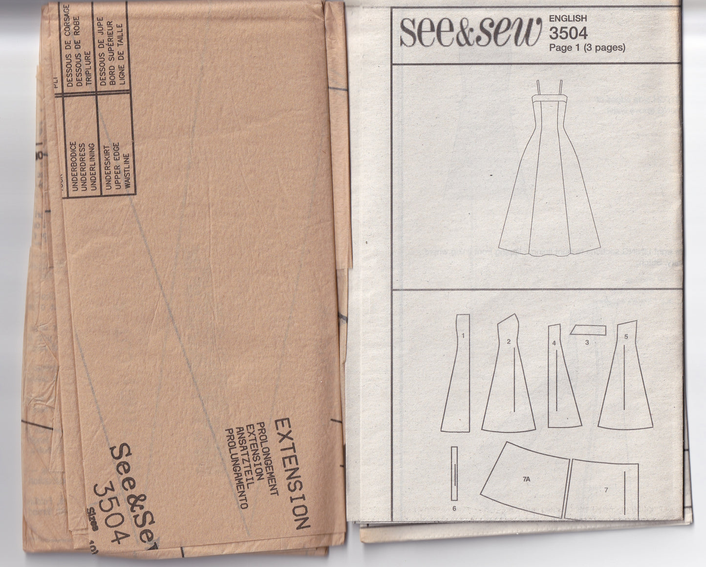 Butterick See & Sew 3504 Womens Evening Full Skirt Princess Dress with Shoulder Straps Out Of Print Sewing Pattern Size 6 - 10 UNCUT Factory Folded