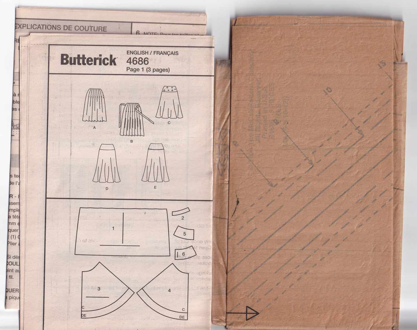 Butterick 4686 Womens Flared Skirts in 6 Styles Out Of Print Paper Sewing Pattern Size 6 - 12 UNCUT Factory Folded