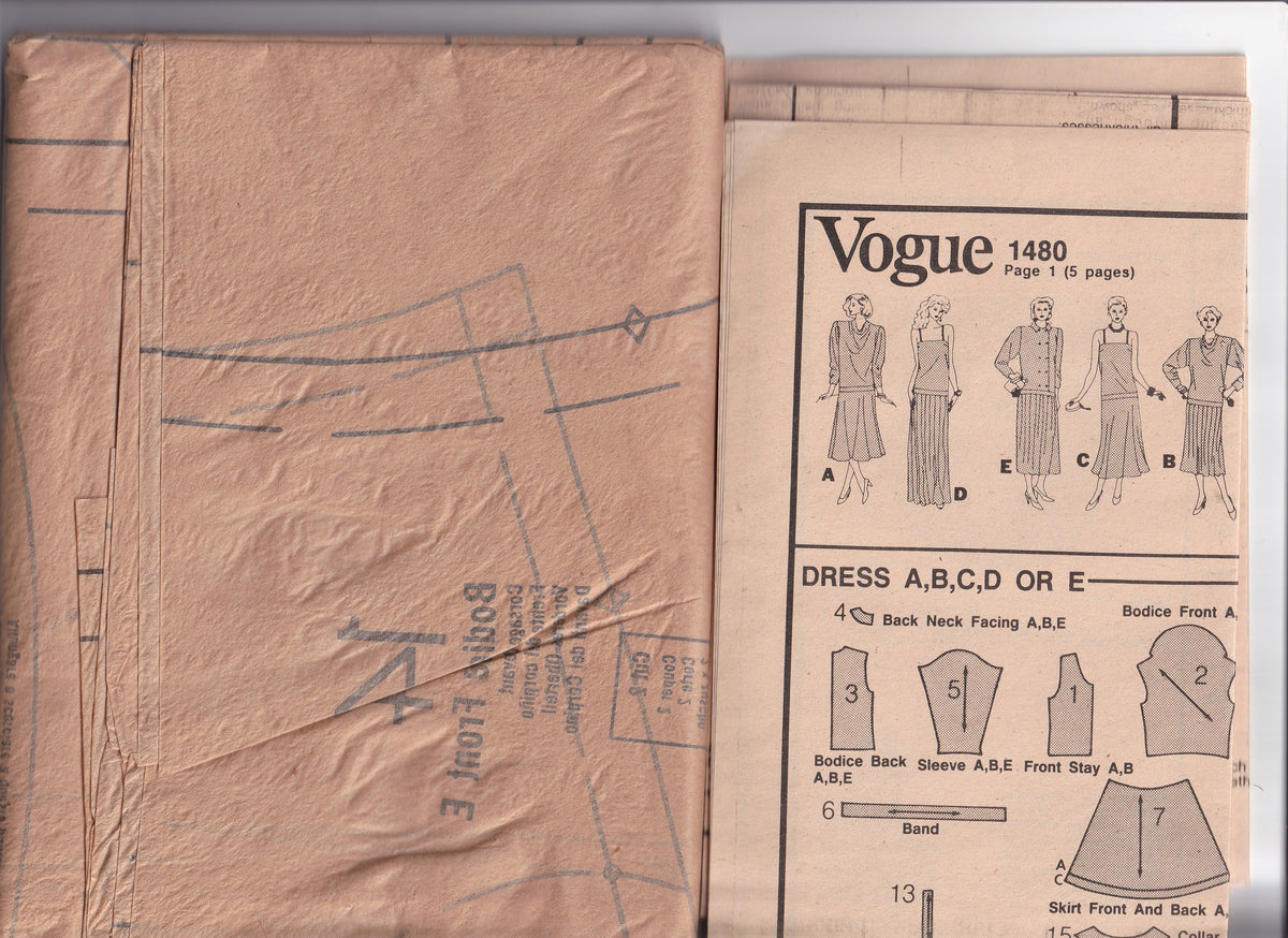 Vogue Basic Design 1423 Womens Pleated Puff Sleeved Dresses 1980s ...