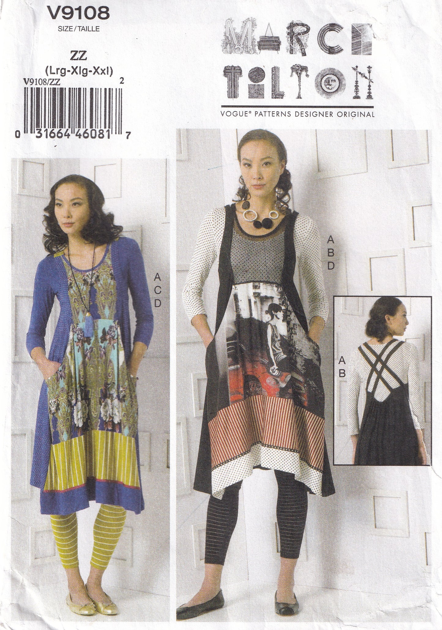 Vogue Designer Original 9108 MARCY TILTON Womens Stretch Knit Dress Tunic & Leggings Paper Sewing Pattern Size L - XXL UNCUT Factory Folded