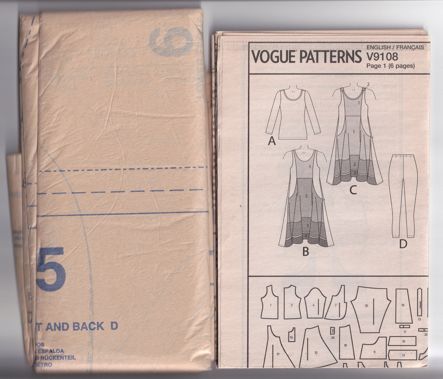 Vogue Designer Original 9108 MARCY TILTON Womens Stretch Knit Dress Tunic & Leggings Paper Sewing Pattern Size L - XXL UNCUT Factory Folded
