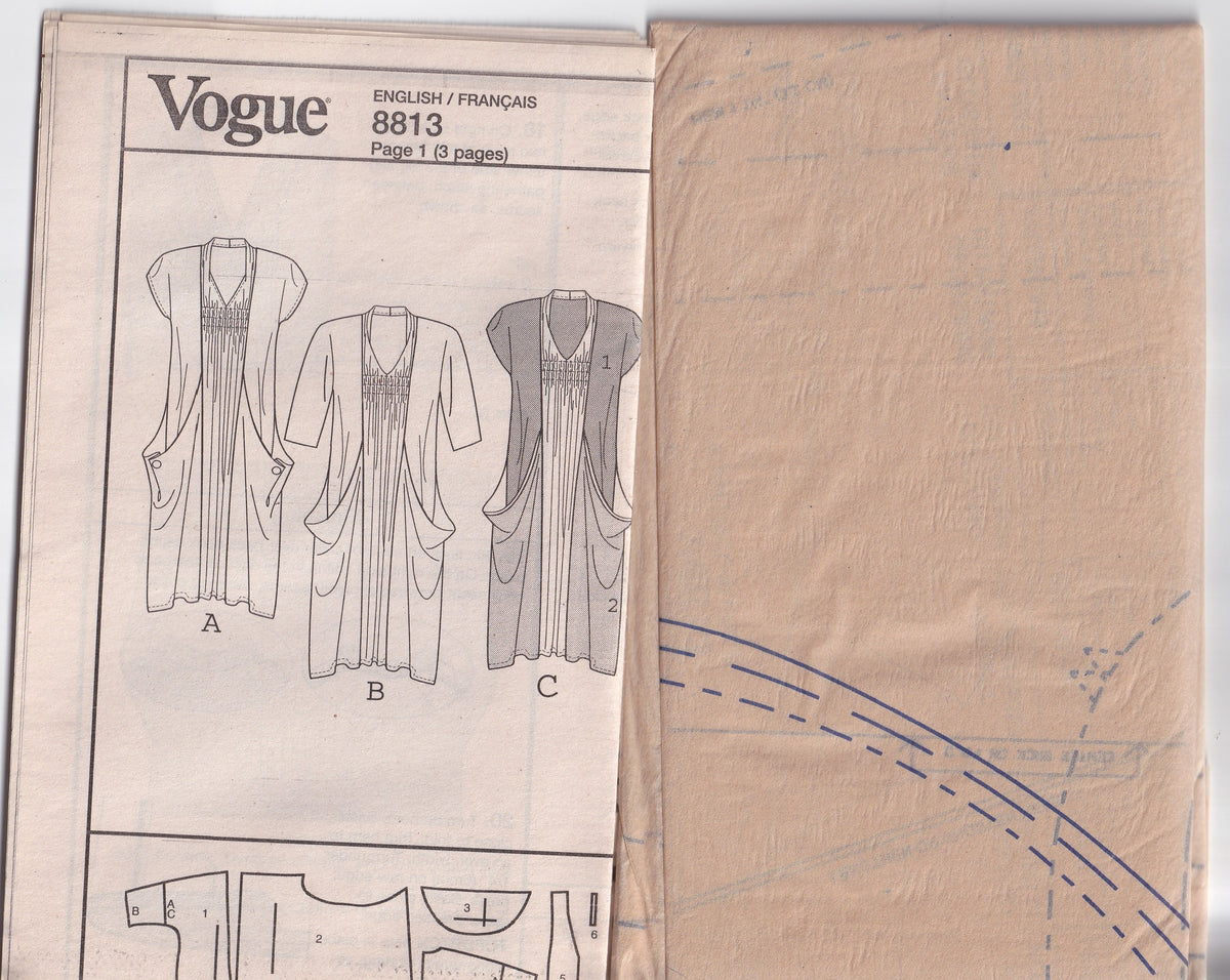 Vogue Designer Original 8813 MARCY TILTON Womens Draped Pocket Cocoon Dress Out Of Print Paper Sewing Pattern Sizes L - XXL UNCUT Factory Folded