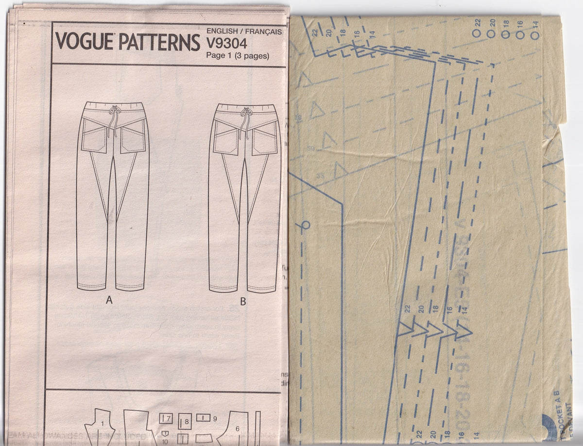 Vogue Designer Original 9304 KATHRYN BRENNE Womens 2 Way Stretch Knit Tapered Cargo Pants Out Of Print Paper Sewing Pattern Size 14 - 22 UNCUT Factory Folded