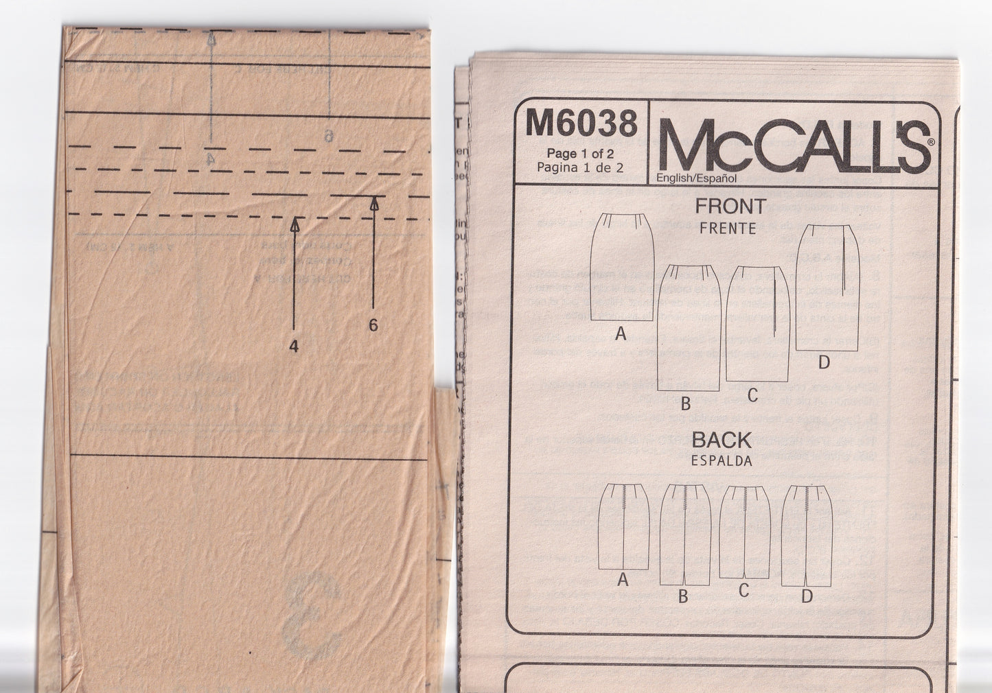 McCall's 6038 Womens Straight Skirts Out Of Print Sewing Pattern Size 4 - 12 UNCUT Factory Folded