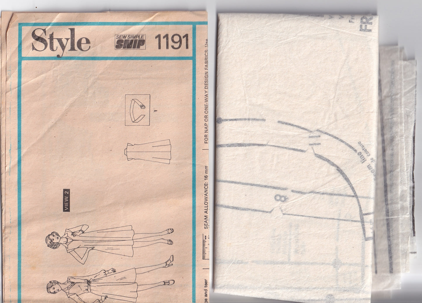 Style 1191 Womens EASY Cap Sleeved Tent Dress 1970s Vintage Paper Sewing Pattern Size 12 Bust 34 inches