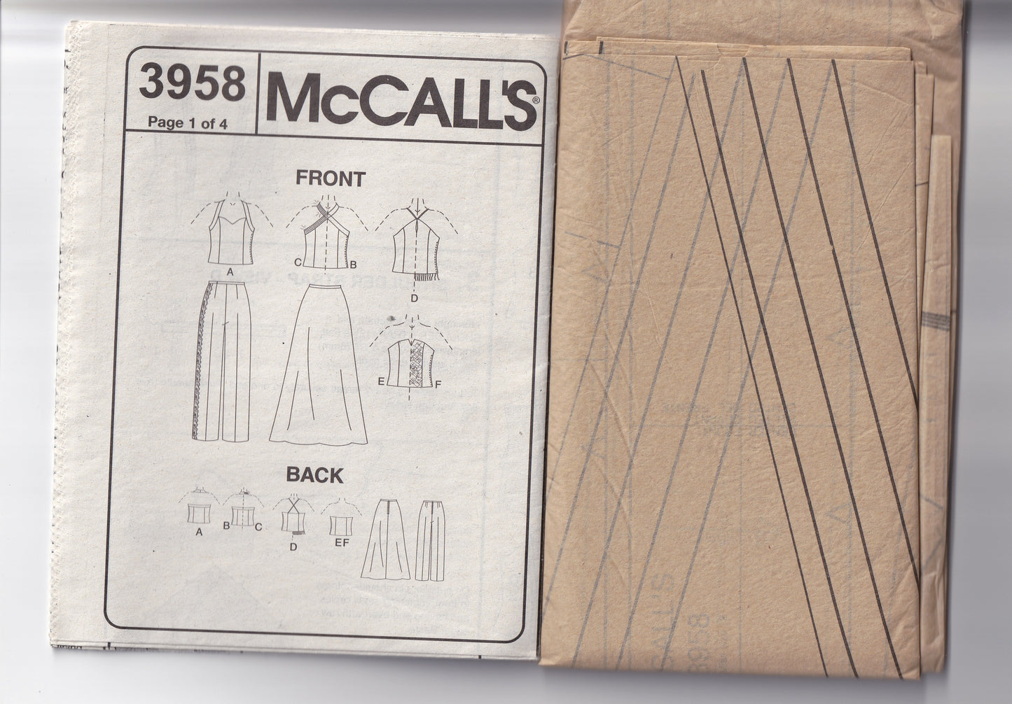 McCall's 3958 EVENING ELEGANCE Womens Evening Halter Tops Skirt & Pants Out Of Print Paper Sewing Pattern Sizes 12 - 18 UNCUT Factory Folded