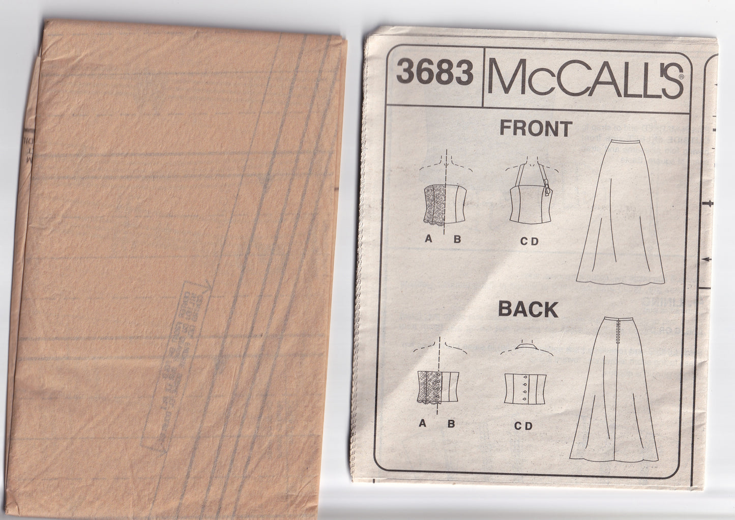 McCall's 3683 EVENING ELEGANCE Womens Halter or Corset Tops & Skirts Evening Formal Prom Out Of Print Paper Sewing Pattern Size 6 - 12 UNCUT Factory Folded