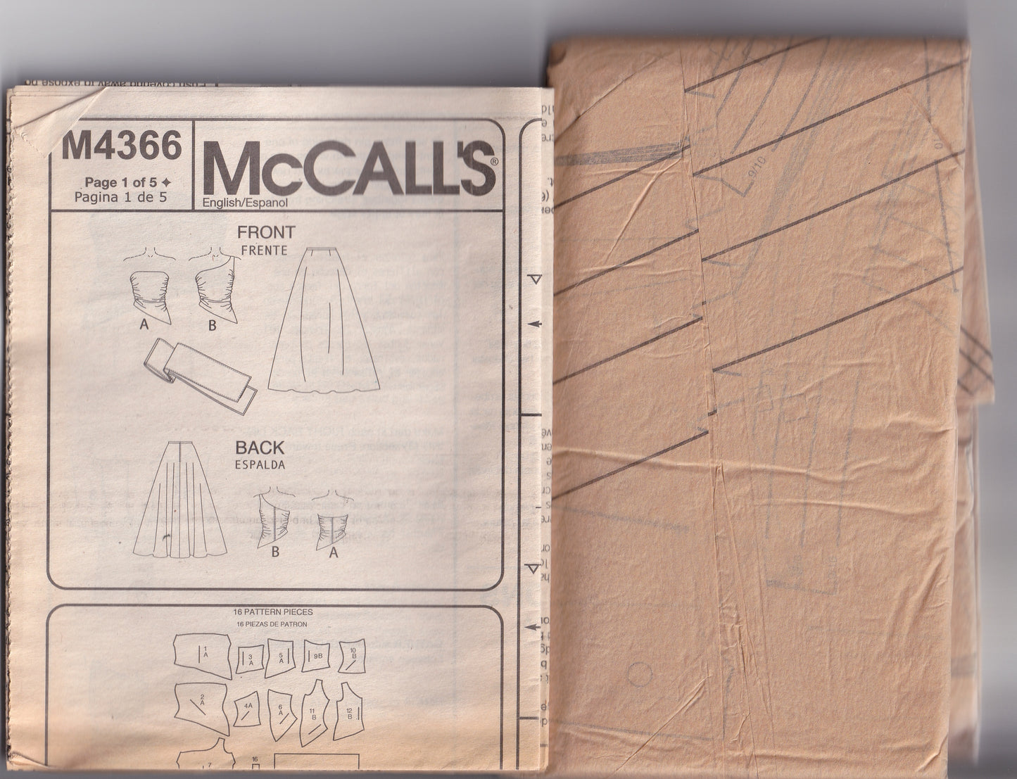 McCall's 4366 NY NY Teen Girls Lined Asymmetric Evening or Formal Tops Skirts & Stole Out Of Print Paper Sewing Pattern Bust 31 - 35 UNCUT Factory Folded