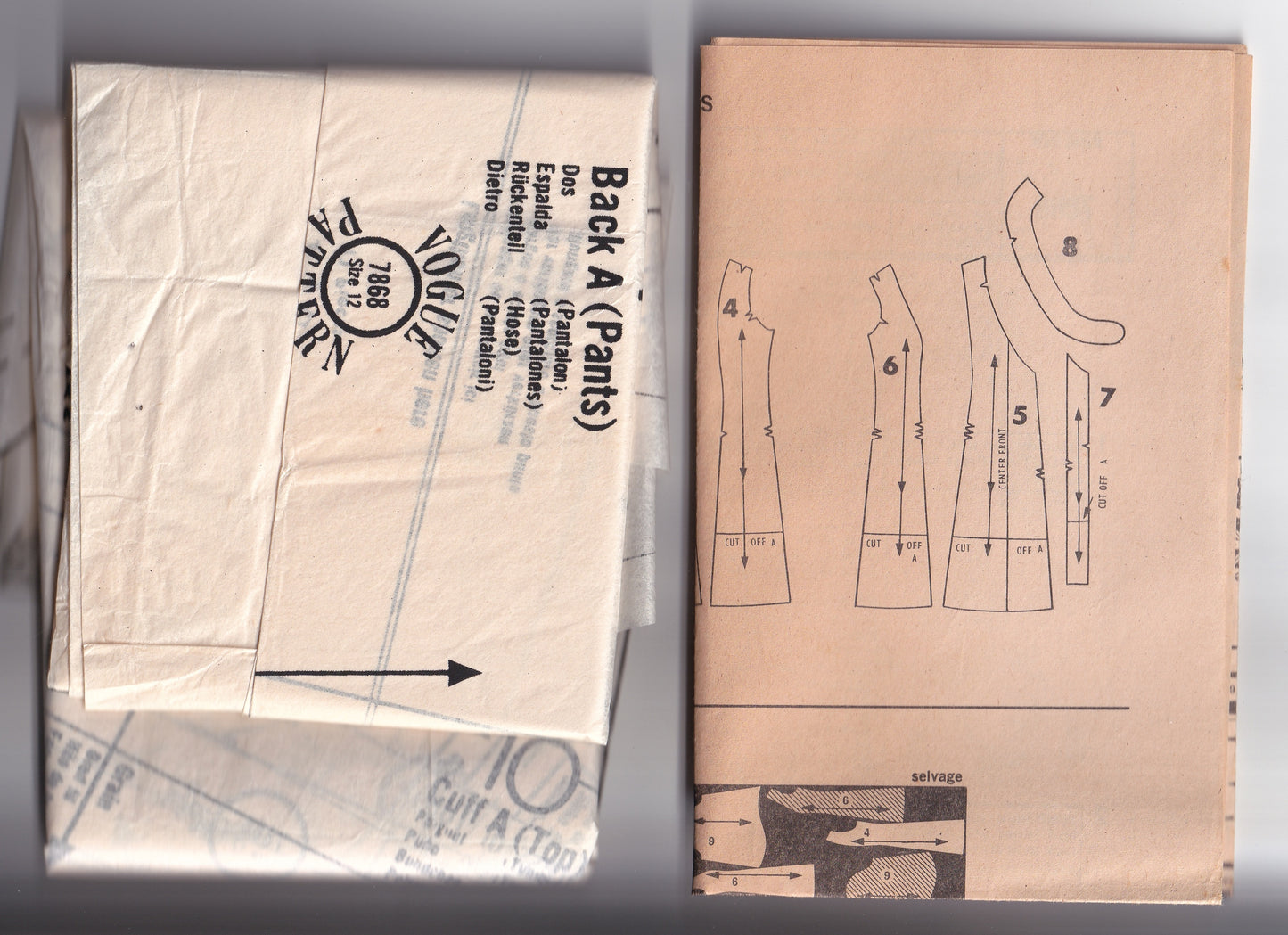 Vogue 7868 Womens Contrast Edged Dress Top & Pants 1970s Vintage Sewing Pattern Size 12 Bust 34 inches