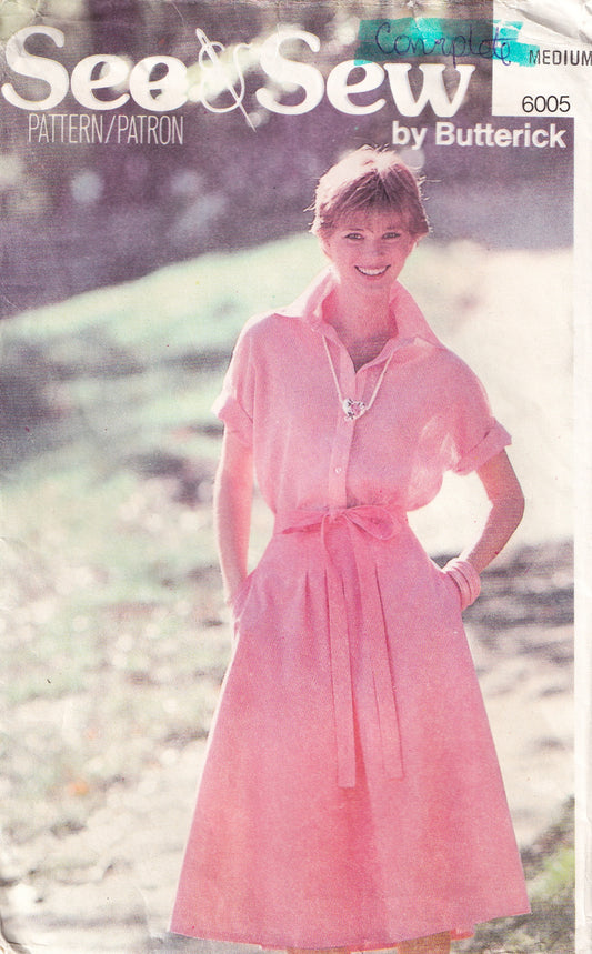 Butterick See & Sew 6005 Womens Wrap Skirt with Pockets 1980s Vintage Sewing Pattern Size MEDIUM 12 - 14 UNCUT Factory Folded