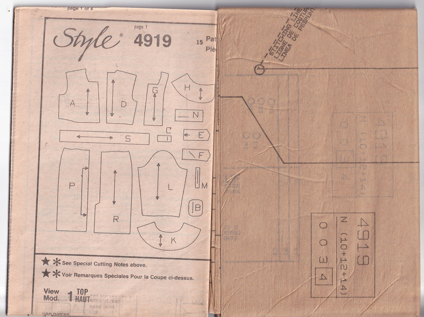 Style 4919 Womens Wrap Peplum Top & Pencil Skirt 1980s Vintage Paper Sewing Pattern 10 - 14 UNCUT Factory Folded