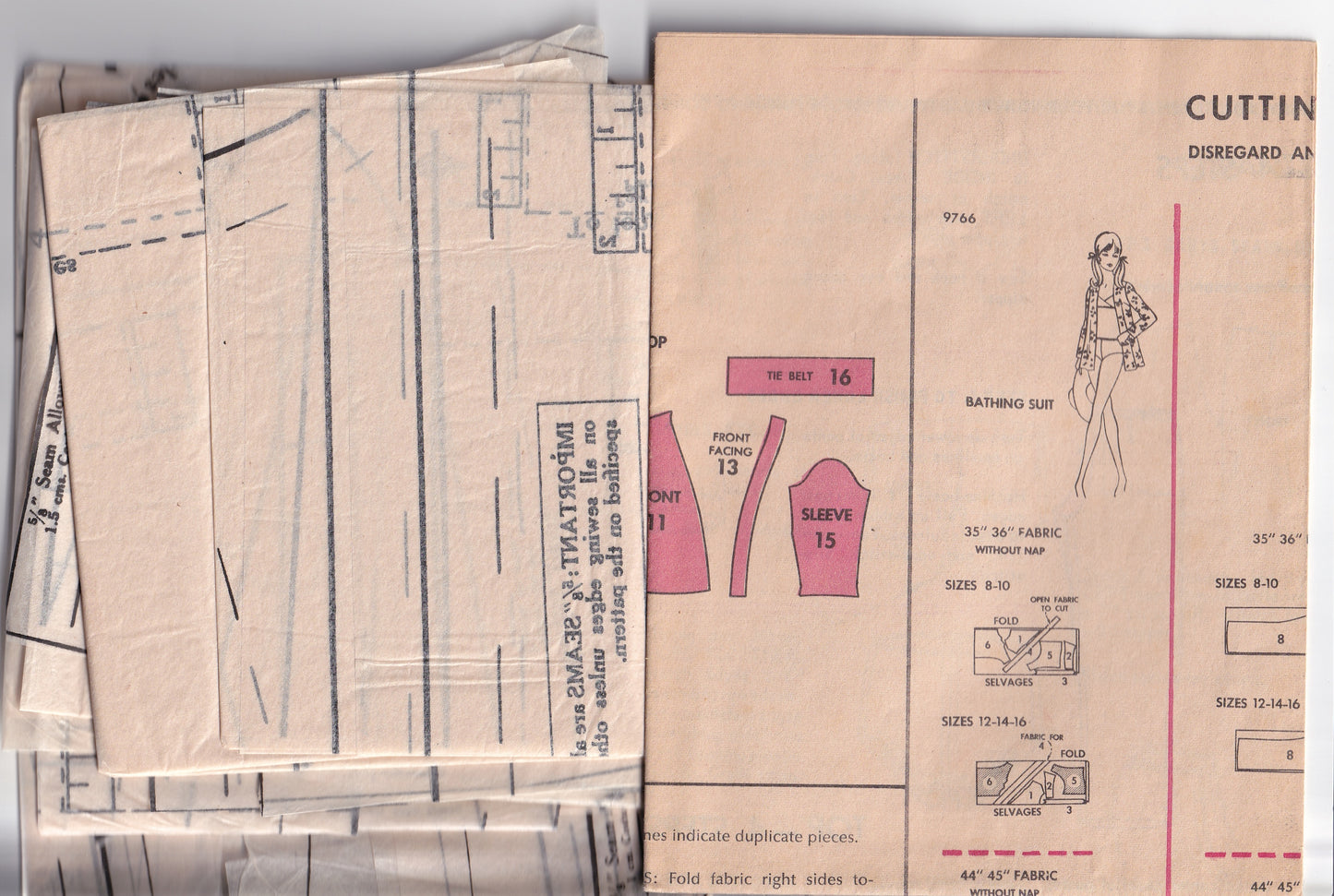 McCall's 9766 Womens Bikini Wrap Top & Hipster Pants 1960s Vintage Sewing Pattern Size 8 Bust 31.5 Inches