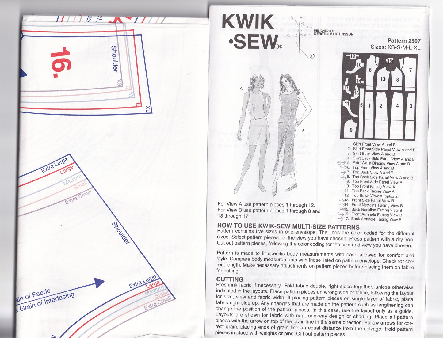 Kwik Sew 2507 Womens Princess Tops & Skirts Out Of Print Sewing Pattern Size XS - XL UNCUT Factory Folded