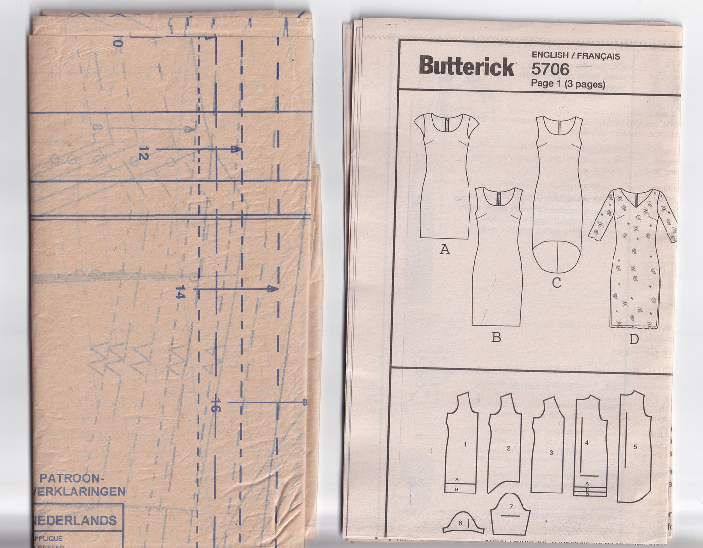 Butterick 5706 Womens EASY Lined Dresses Out Of Print Sewing Pattern Size 8 - 16 UNCUT Factory Folded
