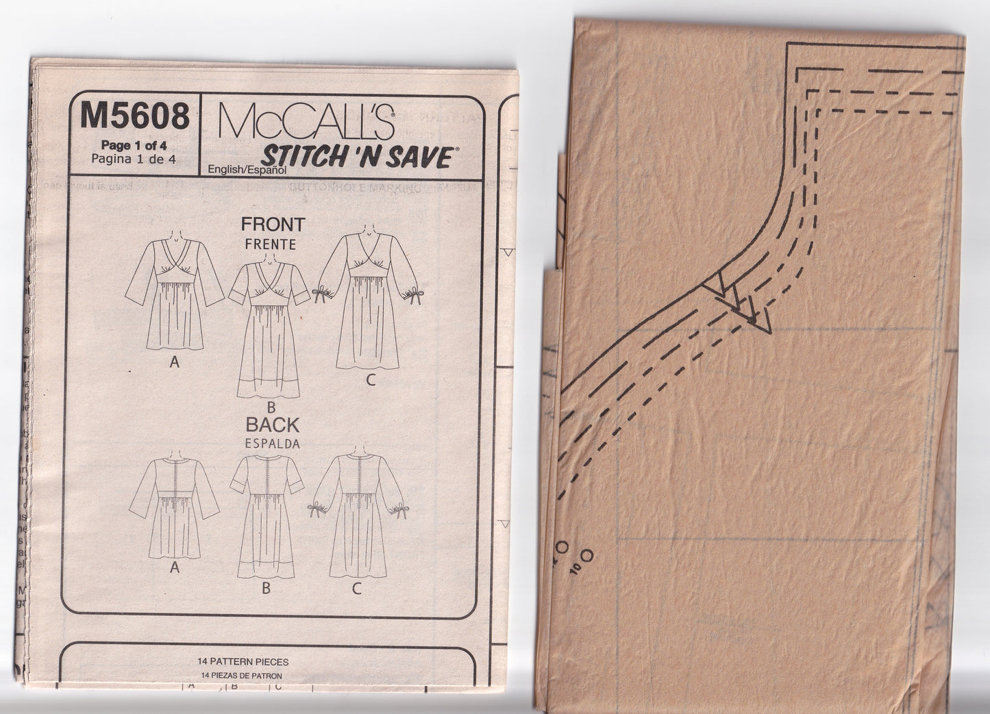 McCall's 5608 Womens V Neck Dress & Tunic with Contrast Edging Out Of Print Sewing Pattern Sizes 8 - 16 UNCUT Factory Folded
