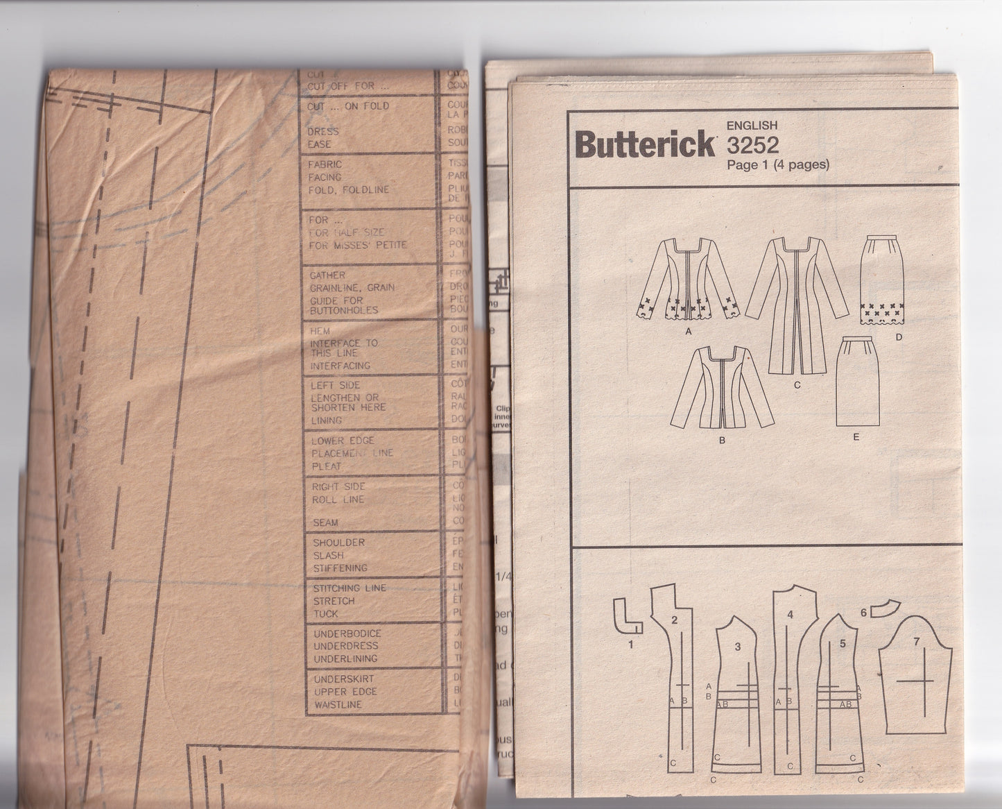 Butterick 3252 Womens Evening Princess Tops & Skirt Out Of Print Sewing Pattern Size 20 - 24 UNCUT Factory Folded