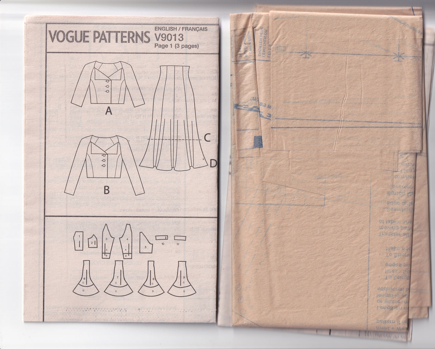 Very Easy Vogue 9013 Womens Cropped Jacket & High Waisted Skirt Out Of Print Paper Sewing Pattern Sizes 6 - 14 UNCUT Factory Folded