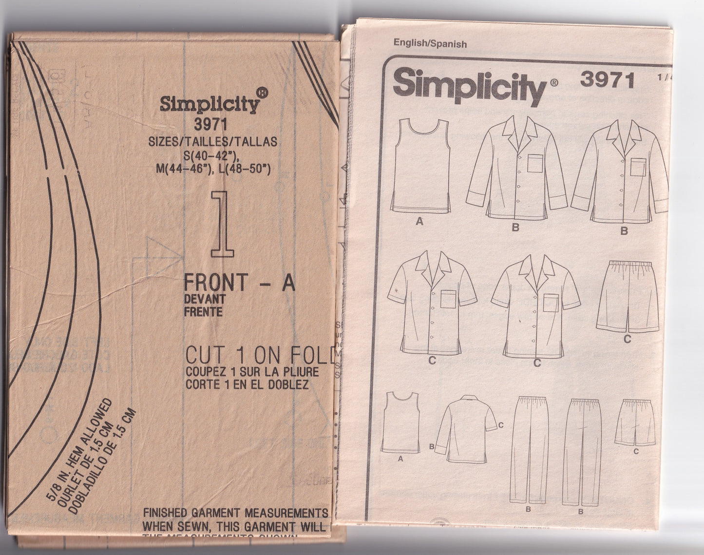 Simplicity 3971 Mens Womens UNISEX Plus Size Cozywear Pyjamas & Tank Top Paper Sewing Pattern Size S/M/L UNCUT Factory Folded