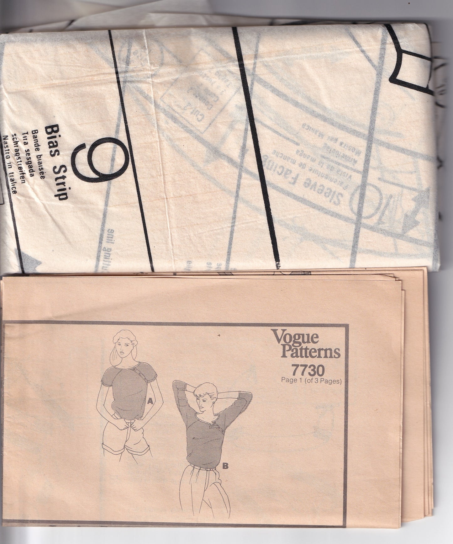 Vogue 7730 Womens Asymmetric Buttoned Blouses 1970s Vintage Paper Sewing Pattern Size 10 Bust 32.5 inches