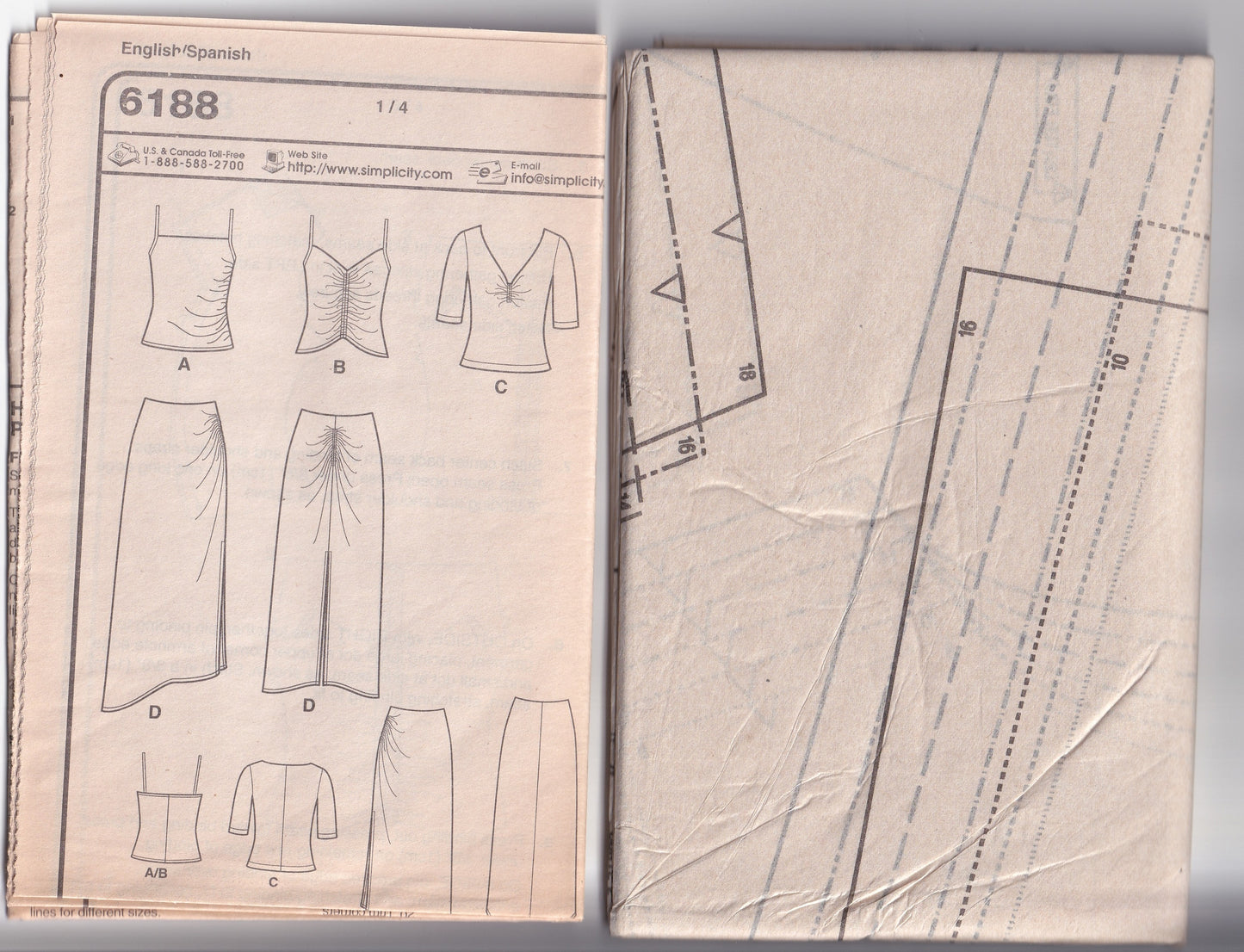 New Look 6188 Womens Stretch Knit Ruched Tops & Skirts Out Of Print Paper Sewing Pattern Size 8 - 18 UNCUT Factory Folded