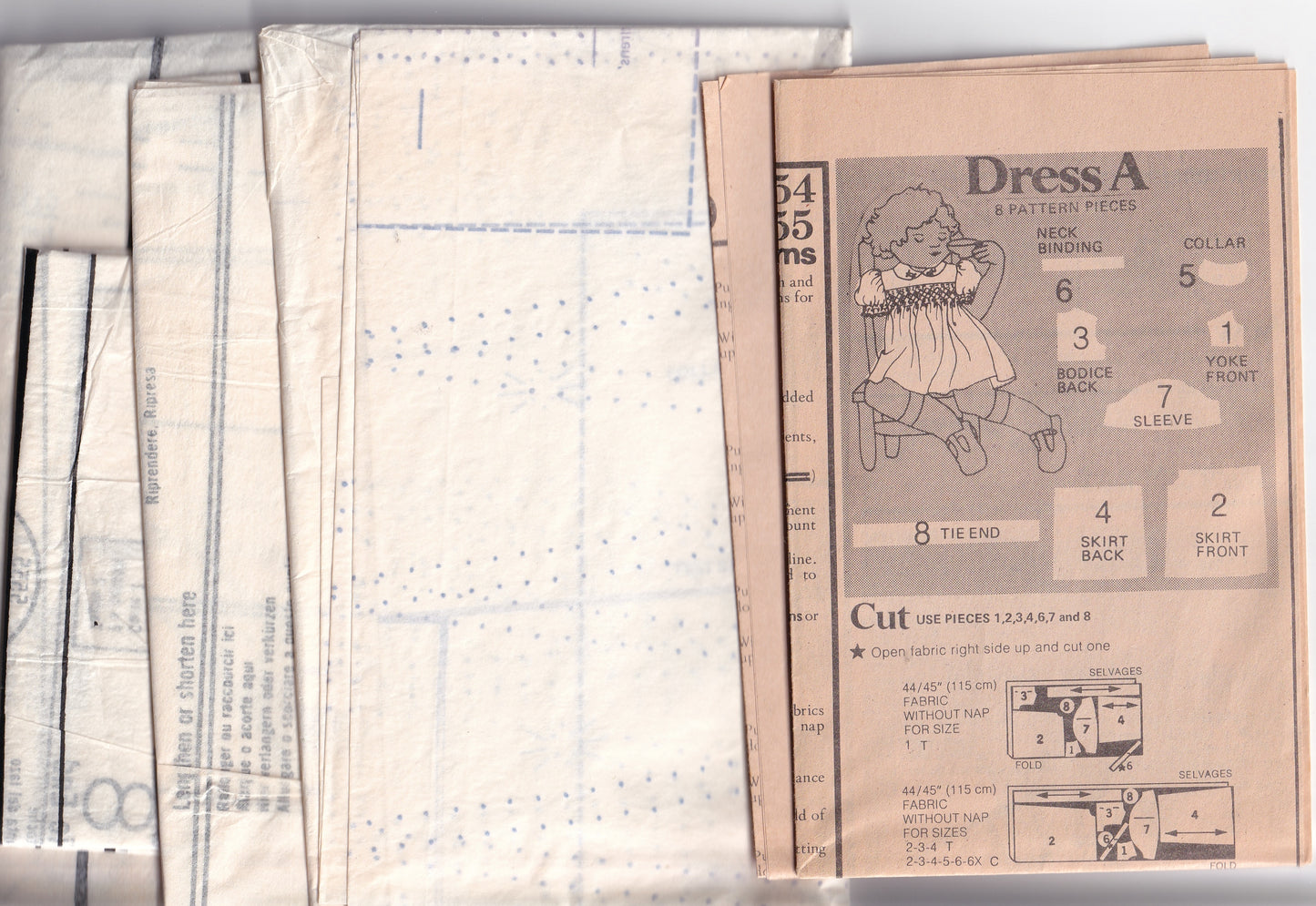 Butterick 5555 BETSEY JOHNSON Toddler Girls Smocked Bodice Dress with Embroidery Transfers 1970s Vintage Sewing Pattern Size 2