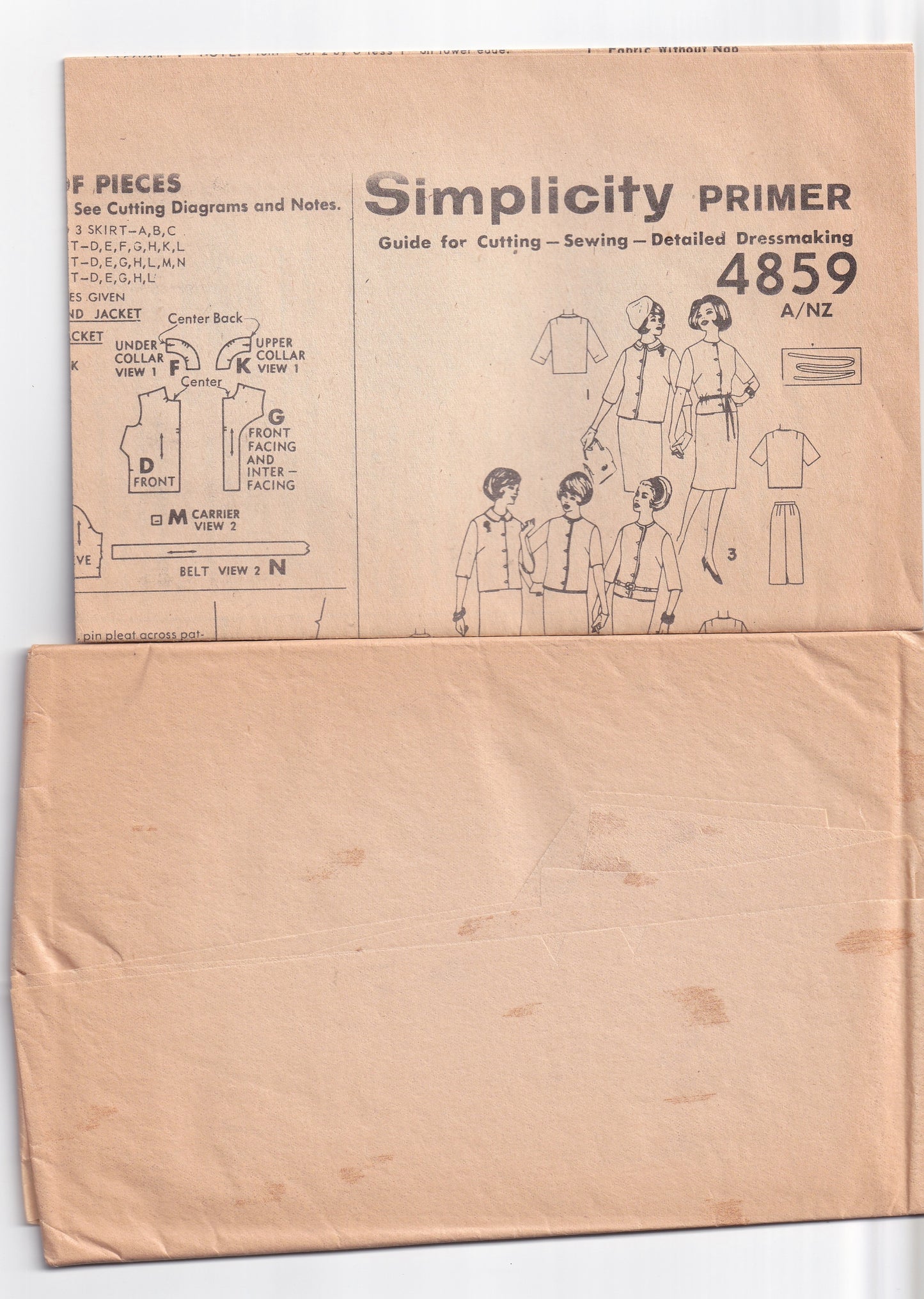 Simplicity 4859 Womens Skirt Suit with Box Jacket 1960s Vintage Paper Sewing Pattern Size 12 Bust 32 inches