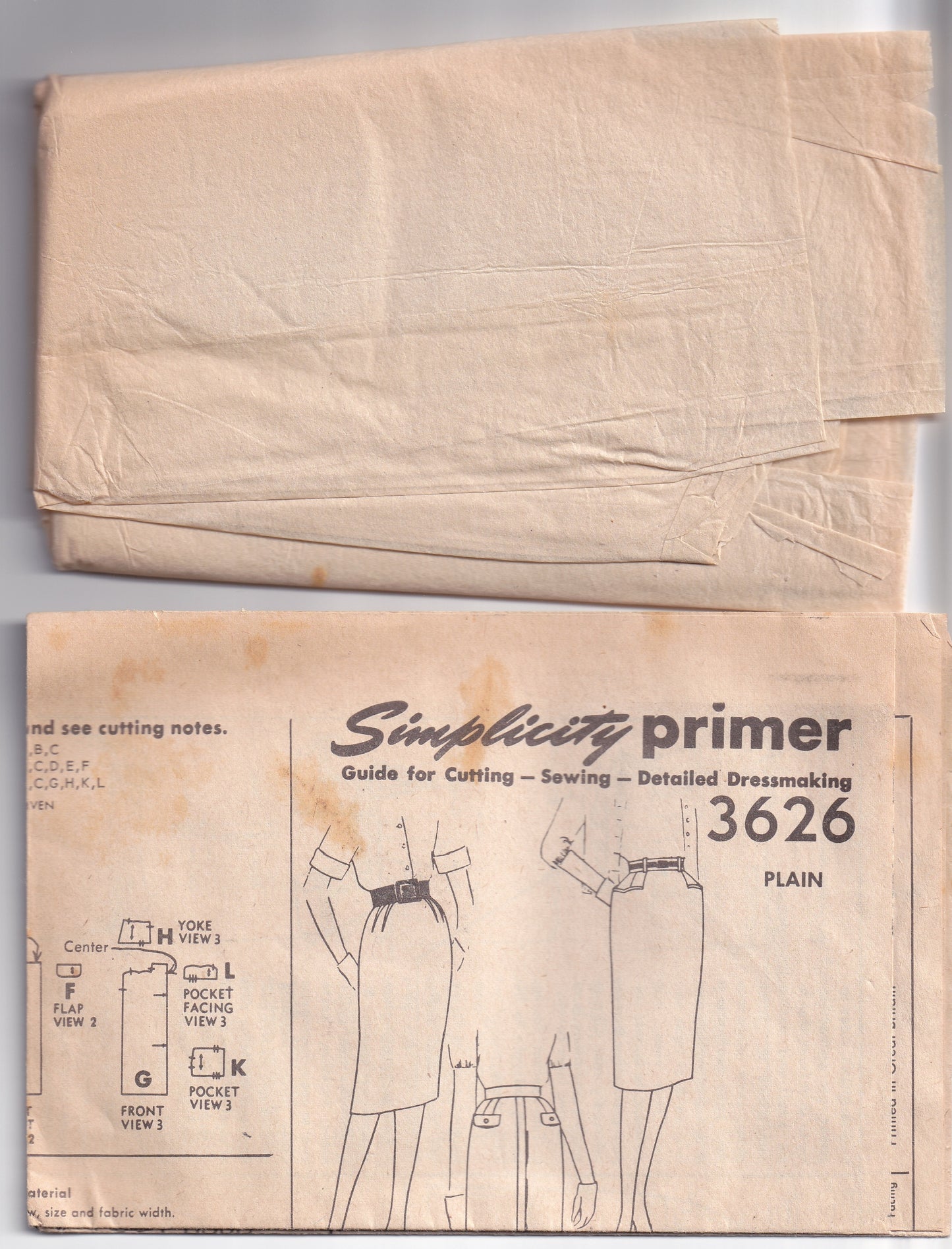Simplicity 3626 Womens Set Of 1 Yard Pencil Skirts 1960s Vintage Paper Sewing Pattern Waist 26 inches