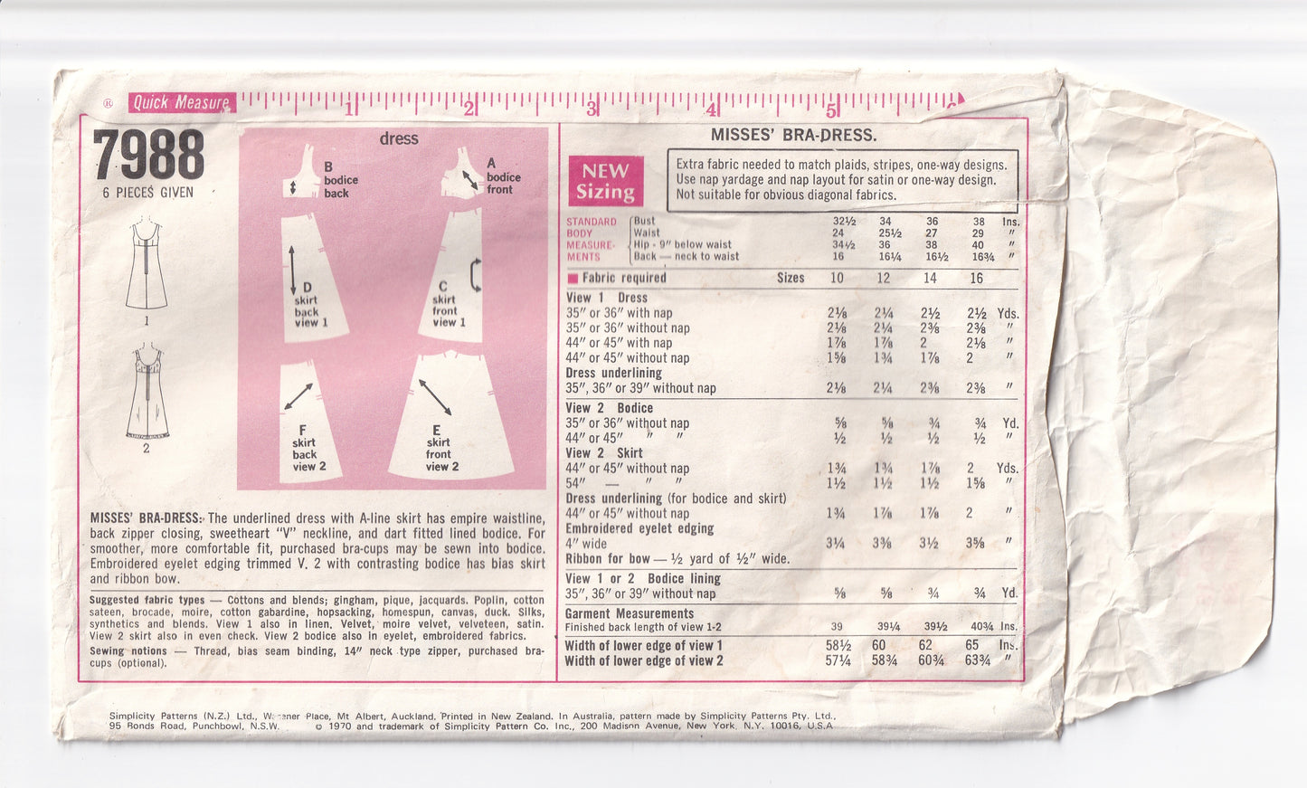Simplicity 7988 Womens Evening High Waisted Bra Dress 1960s Vintage Paper Sewing Pattern Size 16 Bust 38 Inches