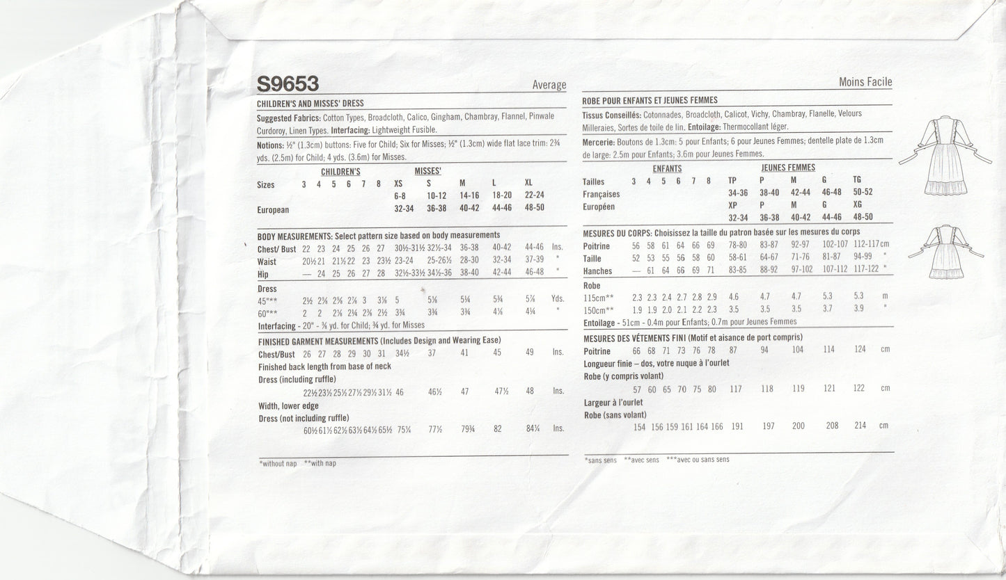 Simplicity 9653 Womens Prairie Dress Out Of Print Paper Sewing Pattern Sizes XS - XL UNCUT Factory Folded